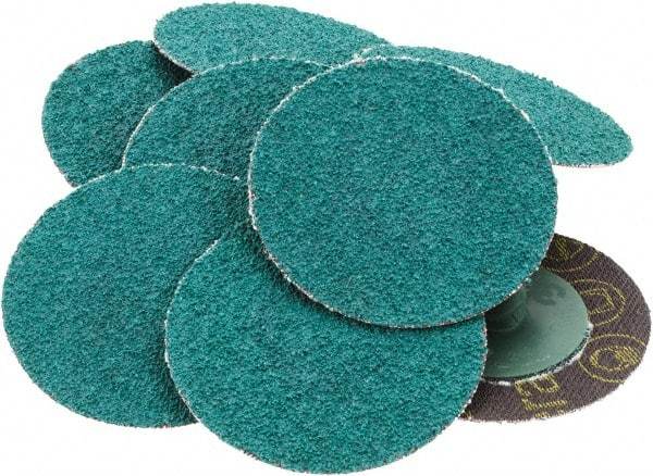 Value Collection - 2" Disc Diam, 50 Grit, Aluminum Oxide Quick Change Disc - Type R Attaching System, Coated, Green, Coarse Grade, 25,000 RPM, 264F Series - Americas Industrial Supply