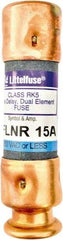 Value Collection - 125 VDC, 250 VAC, 15 Amp, Time Delay General Purpose Fuse - 2" OAL, 200 kA Rating, 9/16" Diam - Americas Industrial Supply