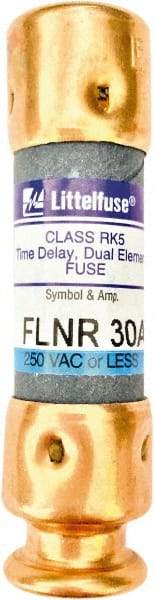 Value Collection - 125 VDC, 250 VAC, 30 Amp, Time Delay General Purpose Fuse - 2" OAL, 200 kA Rating, 9/16" Diam - Americas Industrial Supply