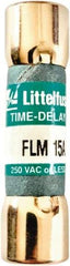 Value Collection - 250 VAC, 15 Amp, Time Delay Plug Fuse - 1-1/2" OAL, 10 at AC kA Rating, 13/32" Diam - Americas Industrial Supply