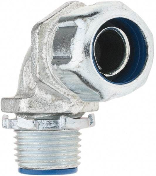 Value Collection - 3/8" Trade, Malleable Iron Threaded Angled FMC & Liquidtight Conduit Connector - Insulated - Americas Industrial Supply