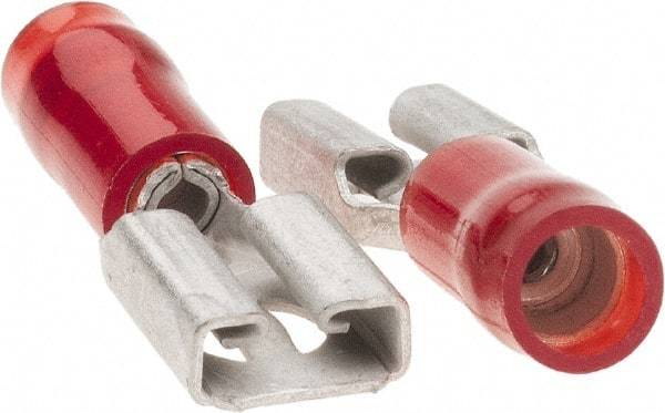 Value Collection - 22 to 18 AWG, Nylon, Partially Insulated, Female Wire Disconnect - 1/4" Wide Tab, Red, CSA Certified, UL Listed - Americas Industrial Supply