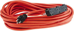 Value Collection - 50', 12/3 Gauge/Conductors, Orange Indoor & Outdoor Extension Cord - 15 Amps, 125 Volts, UL SJTW - Americas Industrial Supply