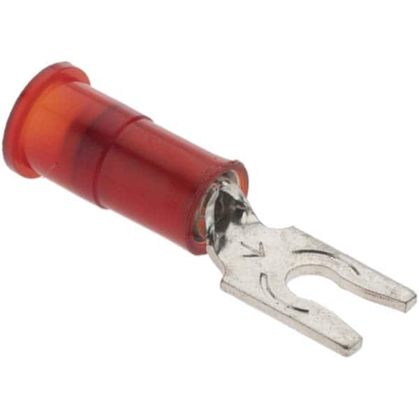 Value Collection - #4 Stud, 22 to 18 AWG Compatible, Partially Insulated, Crimp Connection, Locking Fork Terminal - Americas Industrial Supply