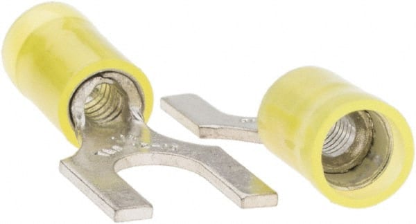 Value Collection - 1/4" Stud, 12 to 10 AWG Compatible, Partially Insulated, Crimp Connection, Standard Fork Terminal - Americas Industrial Supply