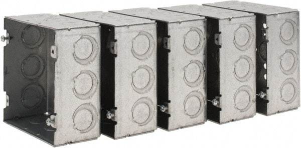 Value Collection - (17) 1/2 & 3/4" Knockouts, Steel Square Junction Box - 4-11/16" Overall Height x 4-11/16" Overall Width x 2-1/8" Overall Depth - Americas Industrial Supply