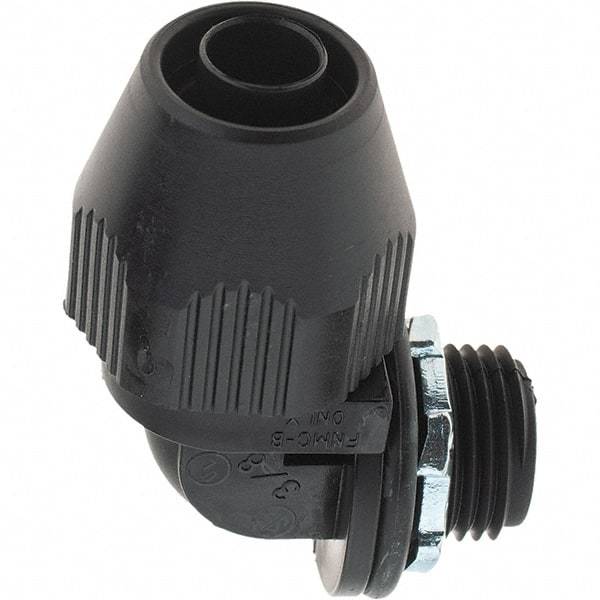 Value Collection - 3/8" Trade, PVC Compression & Threaded Angled Liquidtight Conduit Connector - Americas Industrial Supply