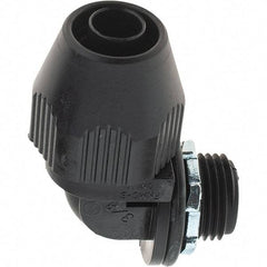 Value Collection - 3/8" Trade, PVC Compression & Threaded Angled Liquidtight Conduit Connector - Americas Industrial Supply