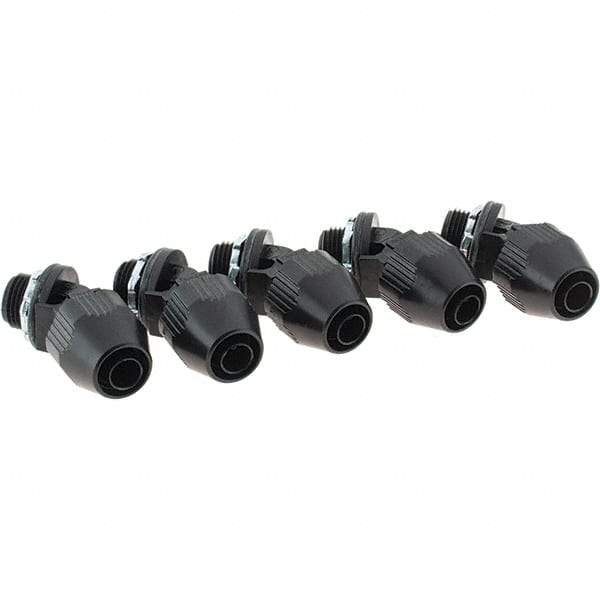 Value Collection - 3/8" Trade, PVC Compression & Threaded Angled Liquidtight Conduit Connector - Americas Industrial Supply