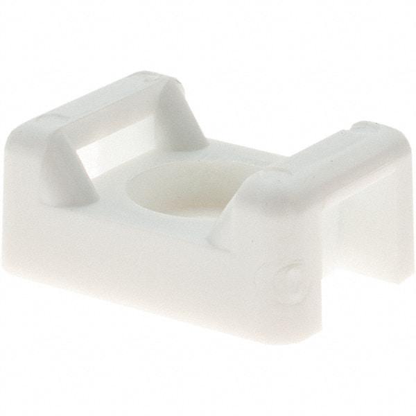 Value Collection - White, Cable Tie Mounting Base - 7/8" Long x 9.5mm High x 5/8" Wide Fastener Mount, Screw Size 8 - Americas Industrial Supply