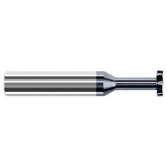 Staggered Tooth - 0.1870″ (3/16″) Cutter Diameter × 0.0050″ Radius × 0.0620″ (1/16″) Width × 0.2810″ (9/32″) Neck Length Carbide Corner Radius Stagger Keyseat Cutter, 6 Flutes, AlTiN Coated - Exact Industrial Supply