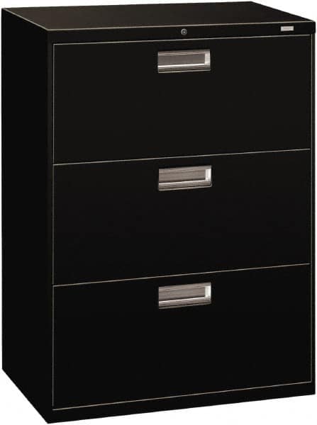 Hon - 30" Wide x 40.88" High x 19-1/4" Deep, 3 Drawer Roll-Out - Steel, Black - Americas Industrial Supply