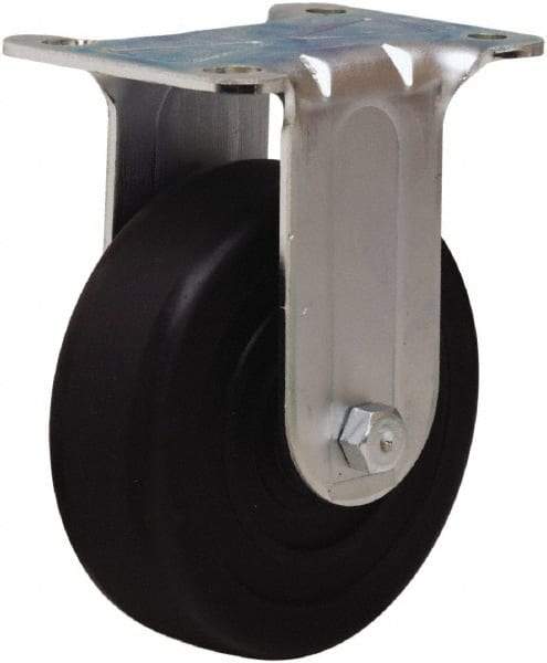 Hamilton - 4" Diam x 1-1/4" Wide x 5" OAH Top Plate Mount Rigid Caster - Hard Rubber, 165 Lb Capacity, Self-Lubricating Bearing, 2-3/4 x 3-3/4" Plate - Americas Industrial Supply