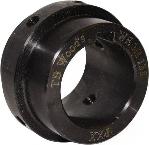 TB Wood's - 1-1/8" Bore, 1/4" x 1/8" Keyway Width x Depth, 3-1/8" Hub, WE5 Flexible Coupling Shaft Hub - 3-1/8" OD, 1-3/4" OAL, Steel, Type BTS - Americas Industrial Supply