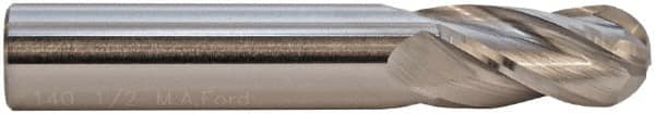 M.A. Ford - 9mm Diam, 20mm LOC, 4 Flute Solid Carbide Ball End Mill - ALtima Finish, Single End, 64mm OAL, 9mm Shank Diam, Spiral Flute - Americas Industrial Supply