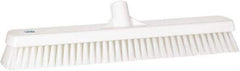 Vikan - 1.8" Bristle Length, Polyester Scrub Brush - 18" Long x 2-1/2" Wide Head, 19" OAL, European Threaded Handle, White, Polypropylene Block - Americas Industrial Supply