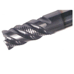 Iscar - 3/8" Diam, 3/4" LOC, 4 Flute Solid Carbide Roughing & Finishing Corner Chamfer End Mill - TiAlN Finish, 3" OAL, 3/8" Shank Diam, Straight Shank, 38° Helix, Centercutting, Regular Length - Americas Industrial Supply