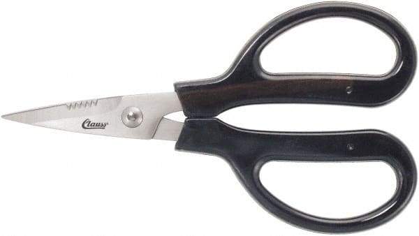 Clauss - 3" LOC, 9-1/4" OAL Stainless Steel Blunt Point Trimmers - Serrated, Plastic Handle, For Paper, Fabric - Americas Industrial Supply