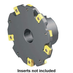 Kennametal - Shell Mount Connection, 0.3937" Cutting Width, 1.6929" Depth of Cut, 160mm Cutter Diam, 1.5748" Hole Diam, 5 Tooth Indexable Slotting Cutter - 90° LN Toolholder, LNE 1245... Insert - Americas Industrial Supply