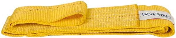 Value Collection - 6' Long x 4" Wide, 6,400 Lb Vertical Capacity, 1 Ply, Polyester Web Sling - 5,000 Lb Choker Capacity, with Eye & Eye (Flat) - Americas Industrial Supply