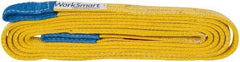 Value Collection - 16' Long x 1" Wide, 3,200 Lb Vertical Capacity, 2 Ply, Polyester Web Sling - 2,500 Lb Choker Capacity, with Eye & Eye (Flat) - Americas Industrial Supply