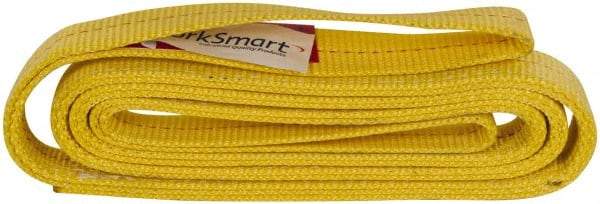Value Collection - 8' Long x 2" Wide, 6,400 Lb Vertical Capacity, 2 Ply, Polyester Web Sling - 5,000 Lb Choker Capacity, with Eye & Eye (Flat) - Americas Industrial Supply