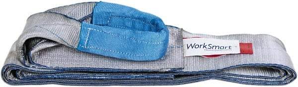 Value Collection - 12' Long x 4" Wide, 6,400 Lb Vertical Capacity, 1 Ply, Polyester Web Sling - 5,000 Lb Choker Capacity, with Eye & Eye (Flat) - Americas Industrial Supply