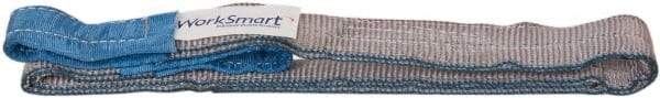 Value Collection - 4' Long x 2" Wide, 6,400 Lb Vertical Capacity, 2 Ply, Polyester Web Sling - 5,000 Lb Choker Capacity, Silver (Color), with Eye & Eye (Flat) - Americas Industrial Supply