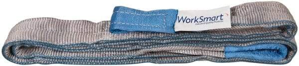 Value Collection - 8' Long x 3" Wide, 8,600 Lb Vertical Capacity, 2 Ply, Polyester Web Sling - 6,900 Lb Choker Capacity, Silver (Color), with Eye & Eye (Twisted) - Americas Industrial Supply