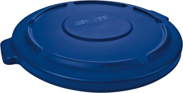 Rubbermaid - Round Lid for Use with 32 Gal Round Trash Cans - Blue, Low-Density Polyethylene, For Brute Trash Cans - Americas Industrial Supply