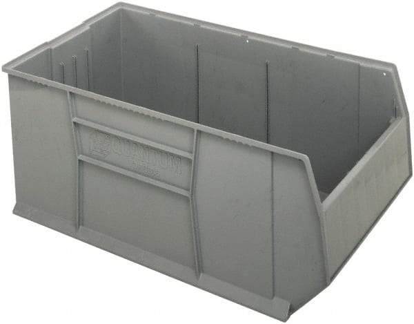 Quantum Storage - 175 Lb. Load Capacity, 41-7/8" Deep, Gray Polypropylene Hopper Stacking Bin - 17-1/2" High x 23-7/8" Wide x 41-7/8" Long - Americas Industrial Supply