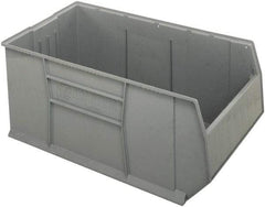 Quantum Storage - 175 Lb. Load Capacity, 41-7/8" Deep, Gray Polypropylene Hopper Stacking Bin - 17-1/2" High x 23-7/8" Wide x 41-7/8" Long - Americas Industrial Supply
