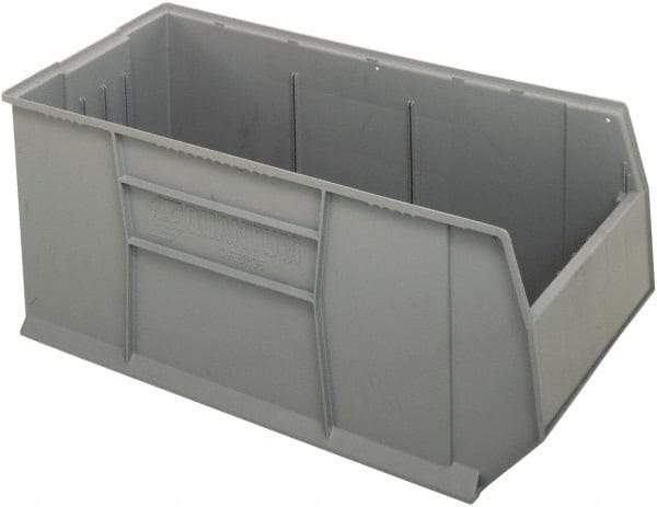 Quantum Storage - 175 Lb. Load Capacity, 41-7/8" Deep, Gray Polypropylene Hopper Stacking Bin - 17-1/2" High x 19-7/8" Wide x 41-7/8" Long - Americas Industrial Supply