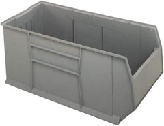 Quantum Storage - 175 Lb. Load Capacity, 41-7/8" Deep, Gray Polypropylene Hopper Stacking Bin - 17-1/2" High x 19-7/8" Wide x 41-7/8" Long - Americas Industrial Supply