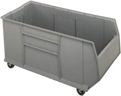 Quantum Storage - 175 Lb. Load Capacity, 41-7/8" Deep, Gray Polypropylene Hopper Stacking Bin - 17-1/2" High x 19-7/8" Wide x 41-7/8" Long - Americas Industrial Supply