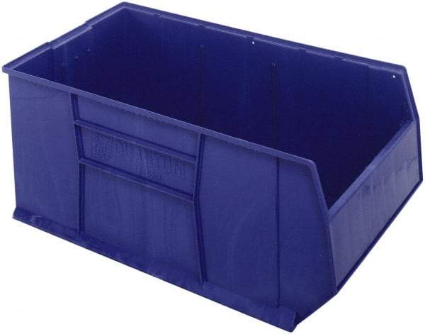 Quantum Storage - 175 Lb. Load Capacity, 41-7/8" Deep, Blue Polypropylene Hopper Stacking Bin - 17-1/2" High x 23-7/8" Wide x 41-7/8" Long - Americas Industrial Supply