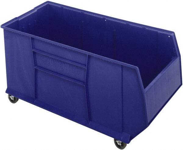 Quantum Storage - 175 Lb. Load Capacity, 41-7/8" Deep, Blue Polypropylene Hopper Stacking Bin - 17-1/2" High x 19-7/8" Wide x 41-7/8" Long - Americas Industrial Supply