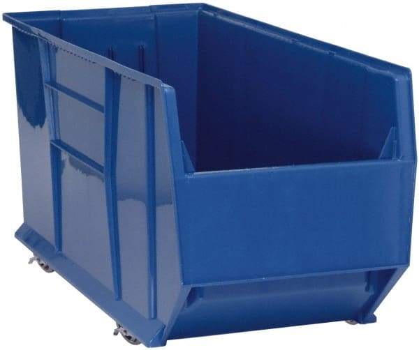 Quantum Storage - 175 Lb. Load Capacity, 41-7/8" Deep, Blue Polypropylene Hopper Stacking Bin - 17-1/2" High x 16-1/2" Wide x 41-7/8" Long - Americas Industrial Supply