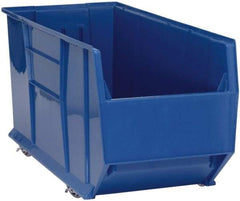 Quantum Storage - 175 Lb. Load Capacity, 41-7/8" Deep, Blue Polypropylene Hopper Stacking Bin - 17-1/2" High x 16-1/2" Wide x 41-7/8" Long - Americas Industrial Supply