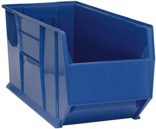 Quantum Storage - 175 Lb. Load Capacity, 41-7/8" Deep, Blue Polypropylene Hopper Stacking Bin - 17-1/2" High x 16-1/2" Wide x 41-7/8" Long - Americas Industrial Supply