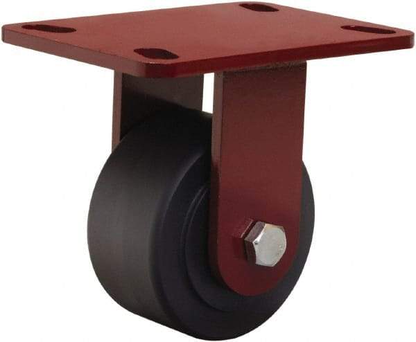 Hamilton - 4" Diam x 2" Wide x 5-5/8" OAH Top Plate Mount Rigid Caster - Nylon, 2,000 Lb Capacity, Sealed Precision Ball Bearing, 4-1/2 x 6-1/2" Plate - Americas Industrial Supply