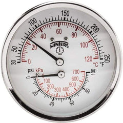 Winters - 3" Dial, 1/2 Thread, 0-100 Scale Range, Pressure Gauge - Center Back Connection Mount, Accurate to 0.03% of Scale - Americas Industrial Supply