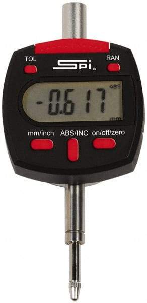 SPI - 0 to 0.5 Inch Range, 0.00005 Inch Resolution, Electronic Drop Indicator - Lithium Battery - Americas Industrial Supply