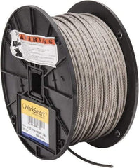 Value Collection - 500' Long, 1/8" Diam, Aircraft Cable - 1,780 Lb Breaking Strength, Material Grade 316, 7 x 19 Strand Core - Americas Industrial Supply
