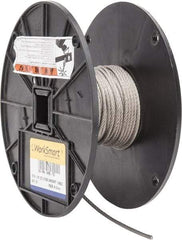 Value Collection - 50' Long, 1/8" Diam, Aircraft Cable - 1,780 Lb Breaking Strength, Material Grade 316, 7 x 19 Strand Core - Americas Industrial Supply