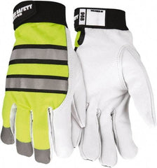MCR Safety - Size S Goatskin General Protection Work Gloves - For Work & Driver, Uncoated, Hook & Loop Cuff, White/Yellow/Black, Paired - Americas Industrial Supply