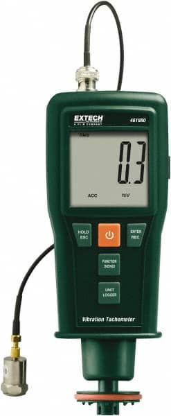 Extech - Accurate up to 0.05%, Contact and Noncontact Tachometer - 7.4 Inch Long x 3 Inch Wide x 1.8 Inch Meter Thick, 0.5 to 99,999 RPM Measurement - Americas Industrial Supply