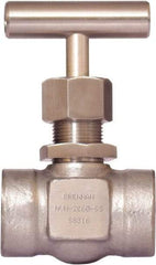 Brennan - 1/4" Pipe, Straight Needle Valve - PTFE Seal, Tube Ends, Stainless Steel Valve, 6,000 Max psi - Americas Industrial Supply