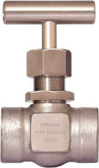 Brennan - 3/4" Pipe, Straight Needle Valve - PTFE Seal, Tube Ends, Stainless Steel Valve, 6,000 Max psi - Americas Industrial Supply