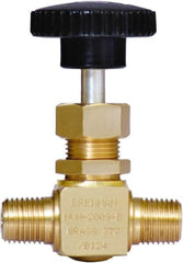 Brennan - 1/4" Pipe, Straight Needle Valve - PTFE Seal, NPT Ends, Brass Valve, 3,000 Max psi - Americas Industrial Supply